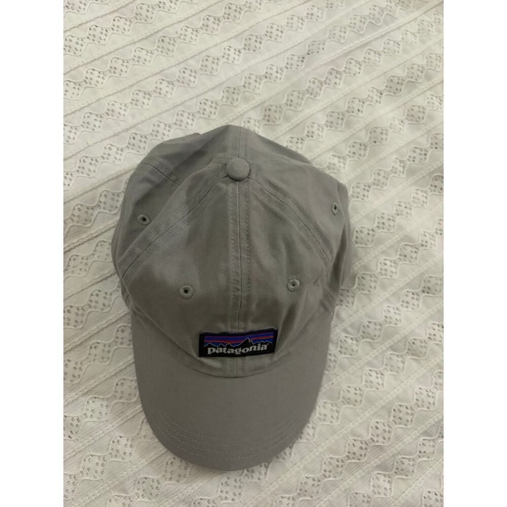 Patagonia P-6 Logo Gray Canvas Baseball Hat Cap Adjustable Strap Outdoors - Picture 3 of 6
